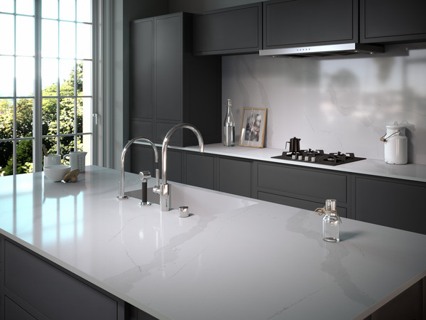Kitchen worktop and Niche back wall made of Quartz Material - Photo: SILESTONE®  